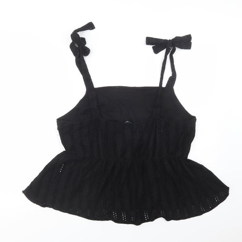 Primark Womens Black  Cotton Camisole Blouse Size XL Square Neck