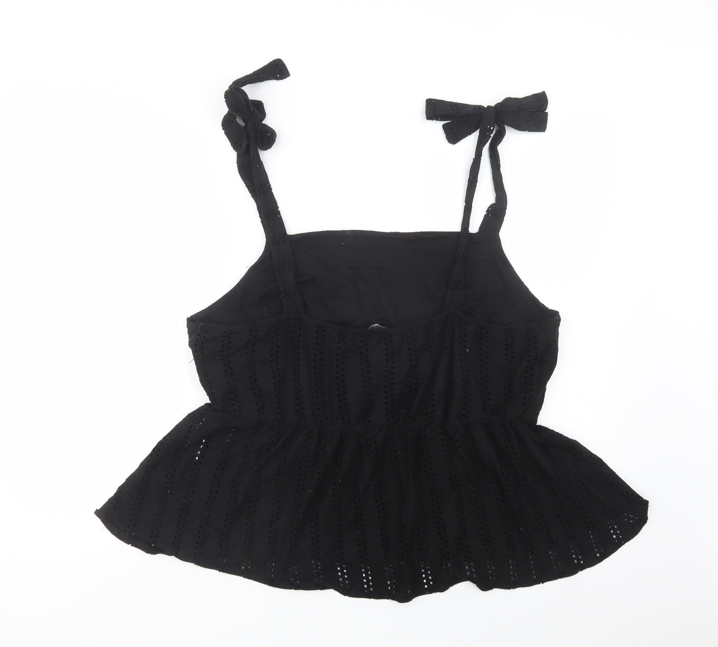 Primark Womens Black  Cotton Camisole Blouse Size XL Square Neck