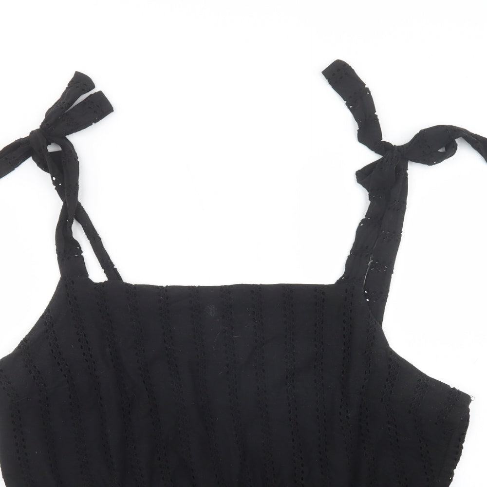 Primark Womens Black  Cotton Camisole Blouse Size XL Square Neck