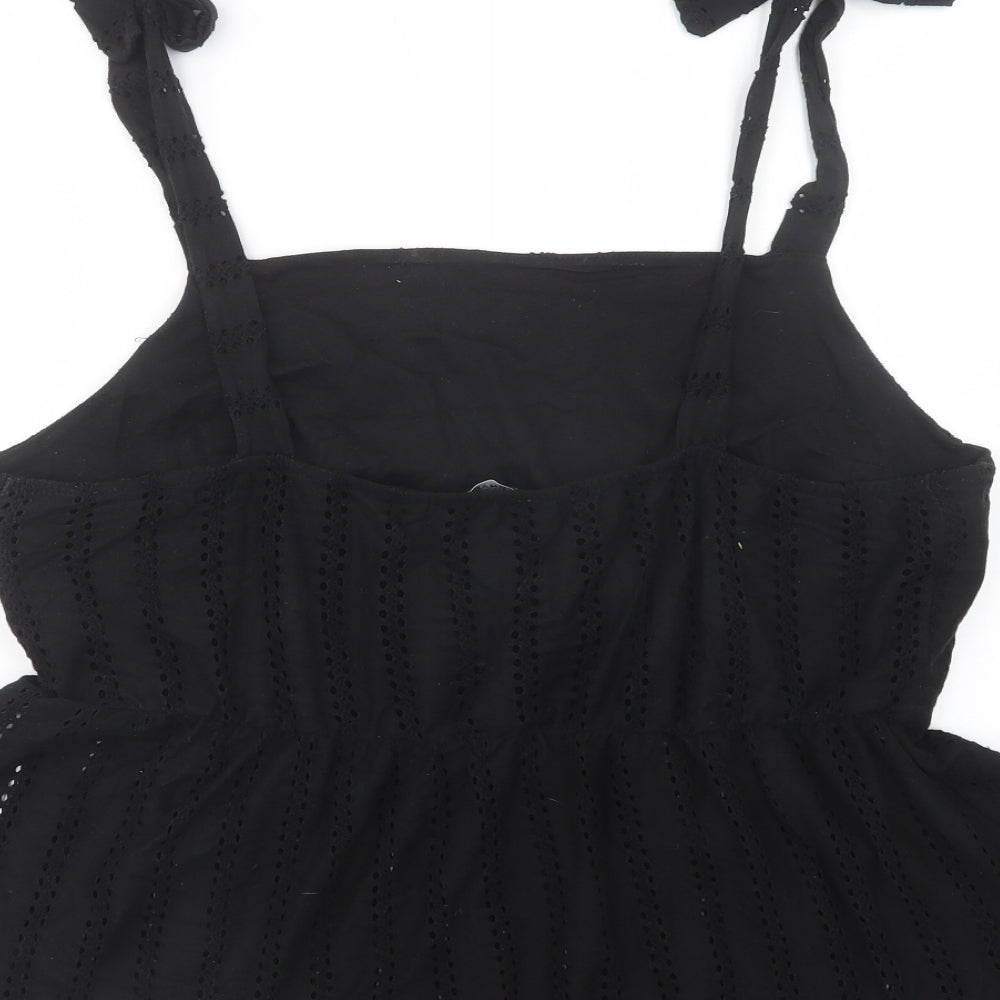 Primark Womens Black  Cotton Camisole Blouse Size XL Square Neck
