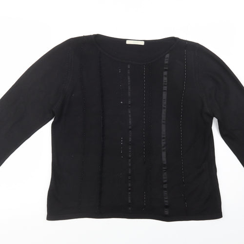 Marks and Spencer Womens Black Round Neck  Acrylic Pullover Jumper Size 14