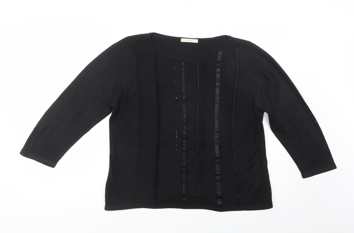 Marks and Spencer Womens Black Round Neck  Acrylic Pullover Jumper Size 14