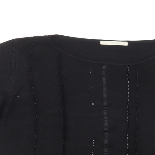 Marks and Spencer Womens Black Round Neck  Acrylic Pullover Jumper Size 14