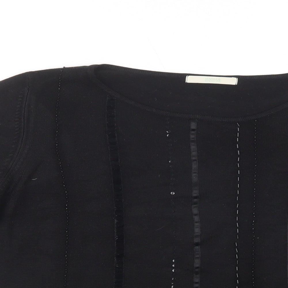 Marks and Spencer Womens Black Round Neck  Acrylic Pullover Jumper Size 14