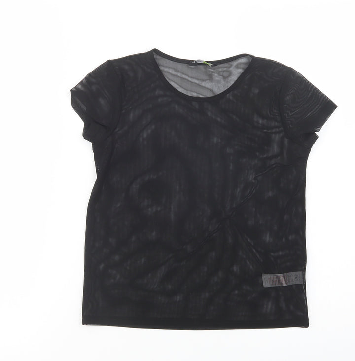 F&F Girls Black Polyester Pullover T-Shirt Size 9-10 Years Crew Neck Pullover
