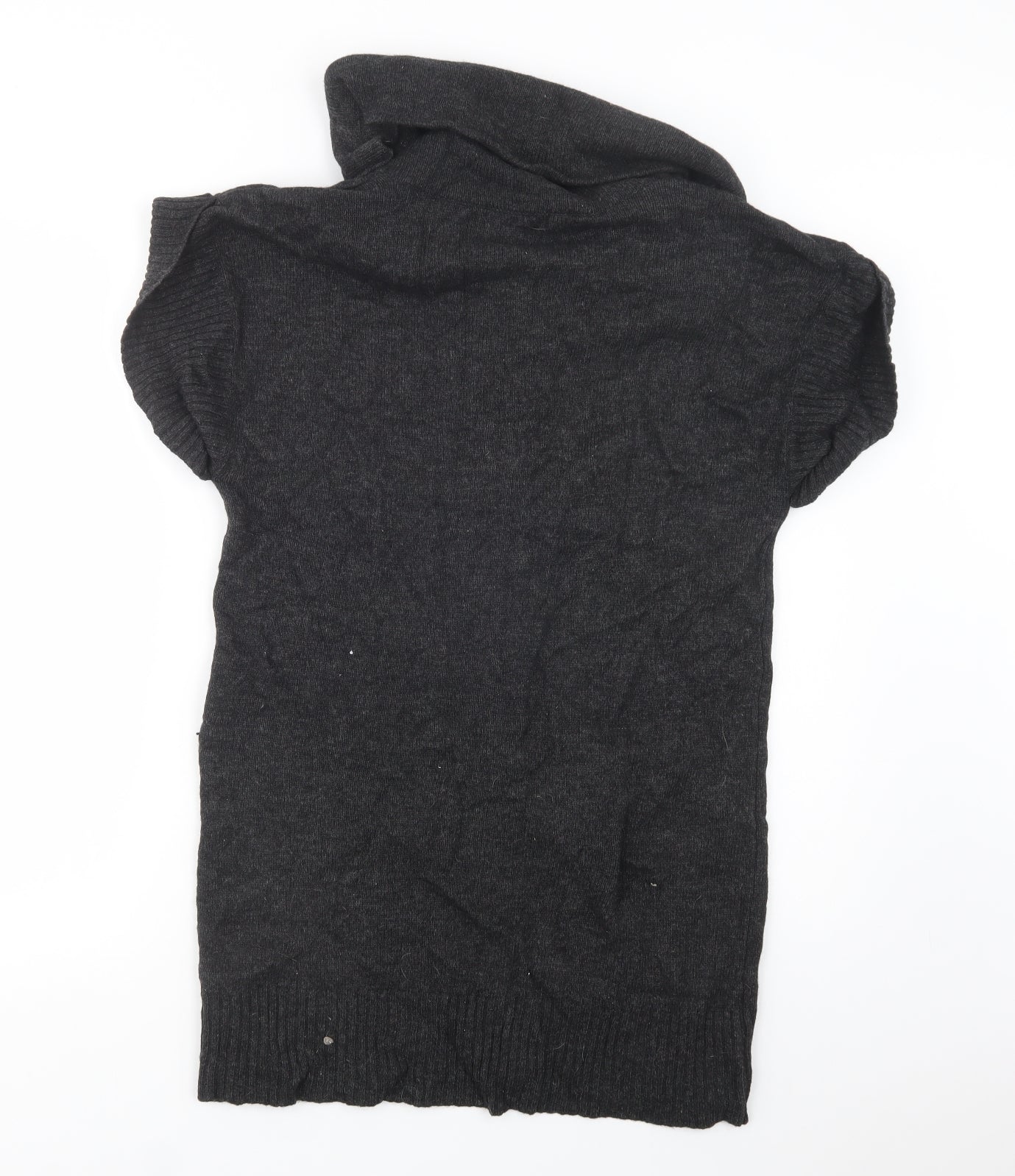 Marks Womens Grey Roll Neck  Wool Cardigan Jumper Size 12