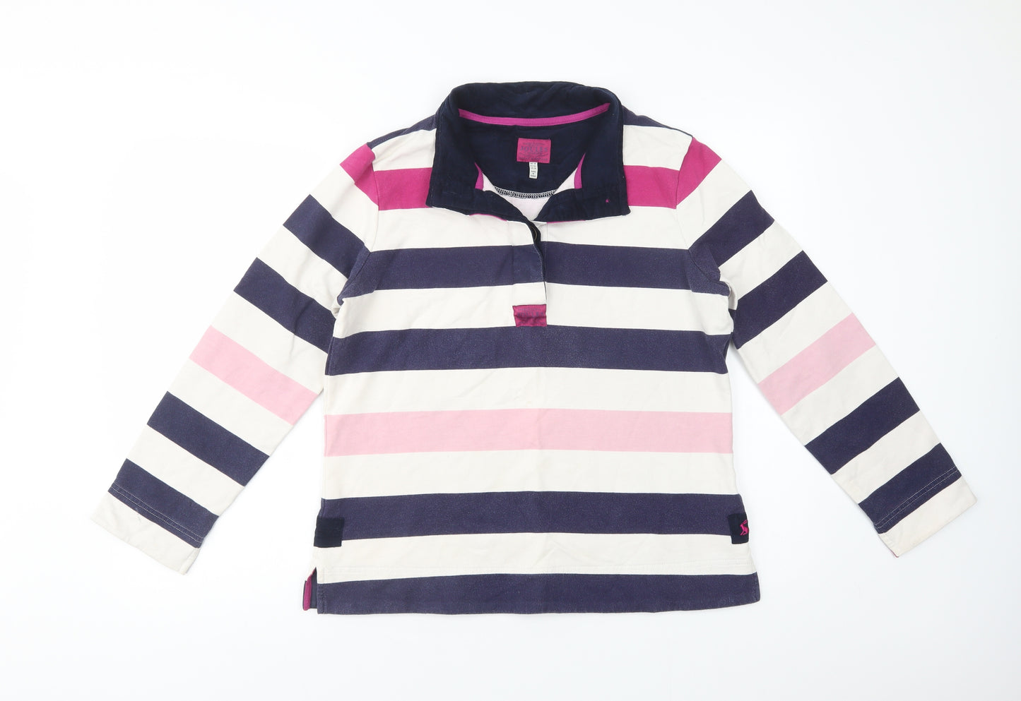 Joules Womens Multicoloured Striped Cotton Pullover Sweatshirt Size 14  Button