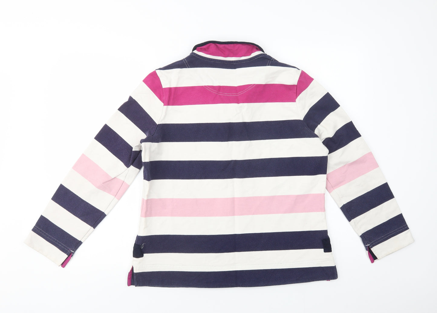 Joules Womens Multicoloured Striped Cotton Pullover Sweatshirt Size 14  Button