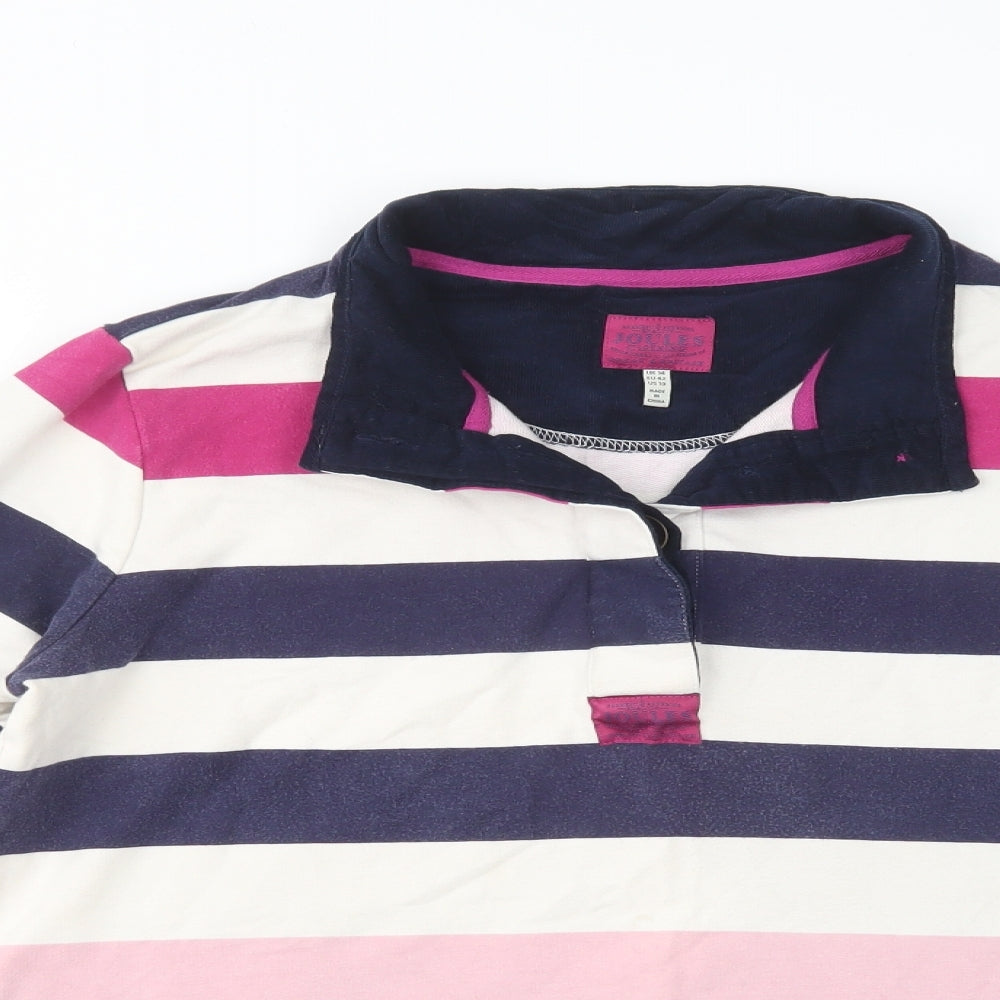 Joules Womens Multicoloured Striped Cotton Pullover Sweatshirt Size 14  Button