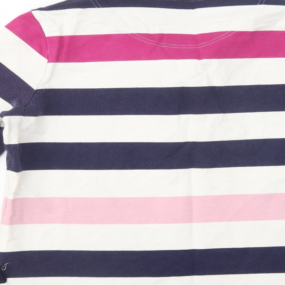 Joules Womens Multicoloured Striped Cotton Pullover Sweatshirt Size 14  Button