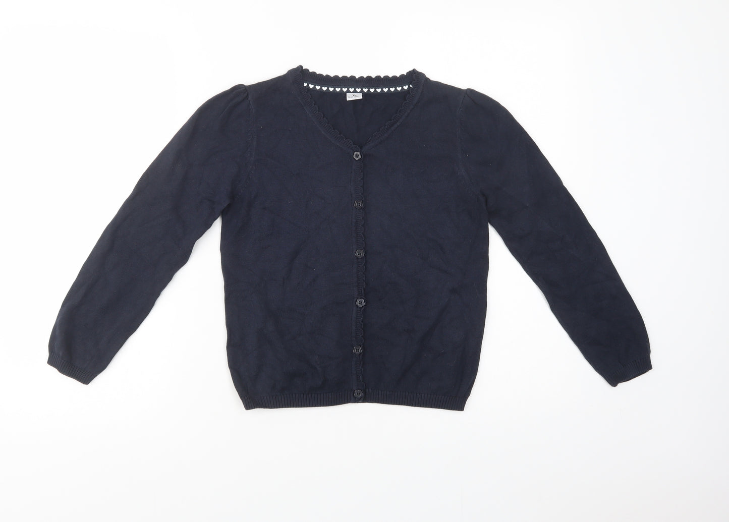 TU Girls Blue V-Neck  Cotton Cardigan Jumper Size 10 Years  Button - School Wear