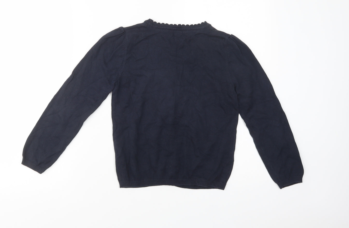 TU Girls Blue V-Neck  Cotton Cardigan Jumper Size 10 Years  Button - School Wear