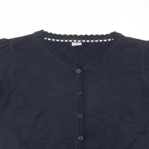 TU Girls Blue V-Neck  Cotton Cardigan Jumper Size 10 Years  Button - School Wear