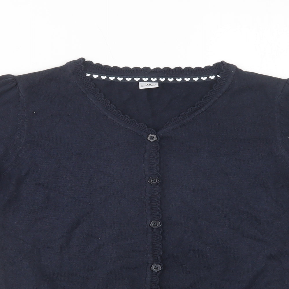 TU Girls Blue V-Neck  Cotton Cardigan Jumper Size 10 Years  Button - School Wear
