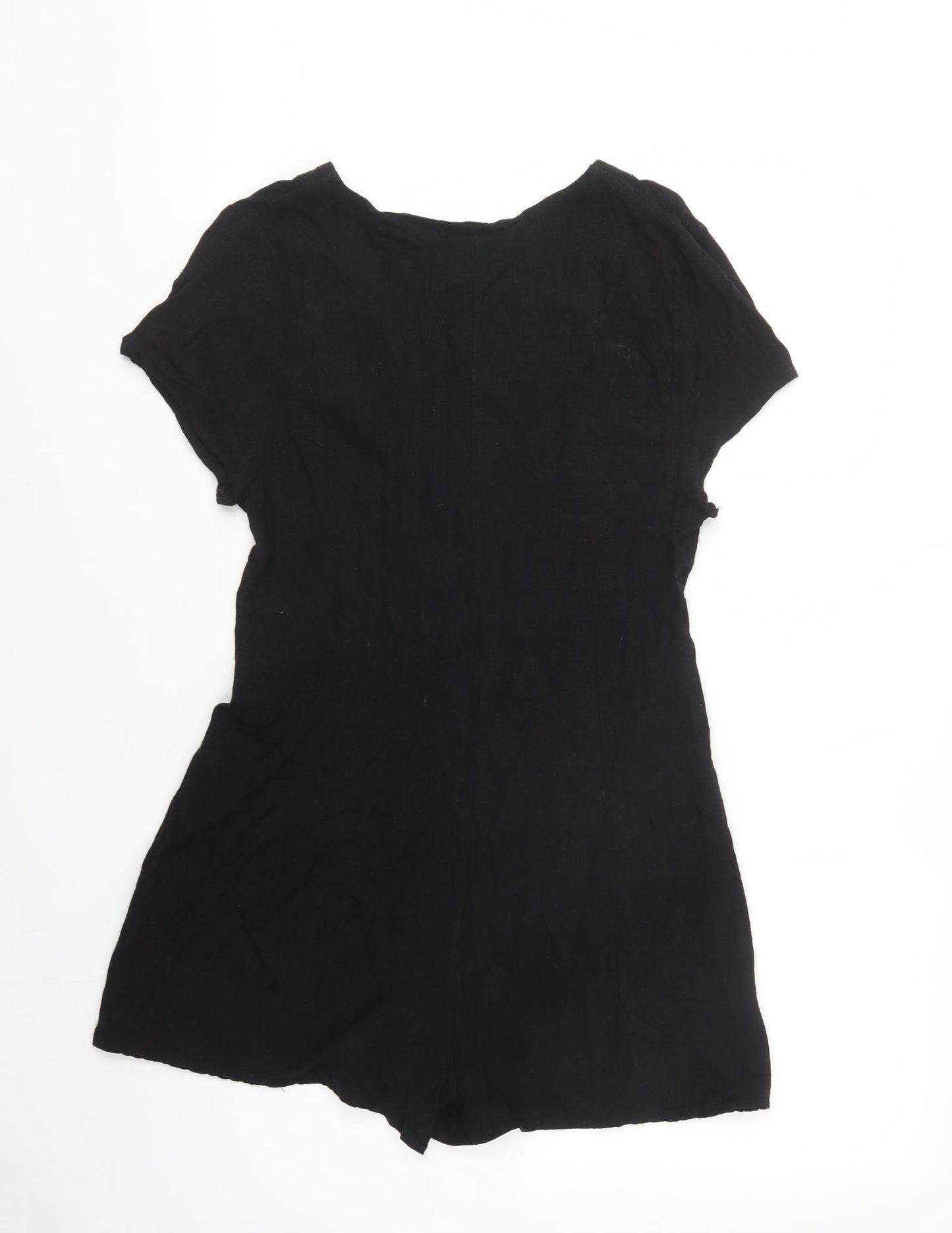New Look Womens Black  Viscose Playsuit One-Piece Size 12  Button