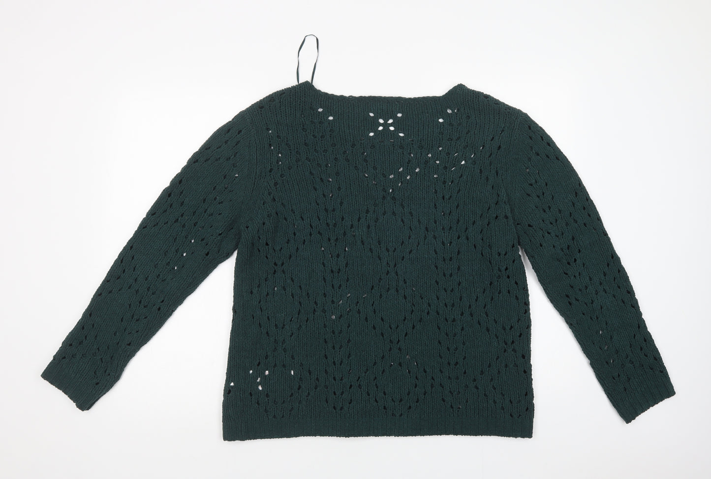 Jacqueline de Yong Womens Green Scoop Neck  Polyester Pullover Jumper Size L