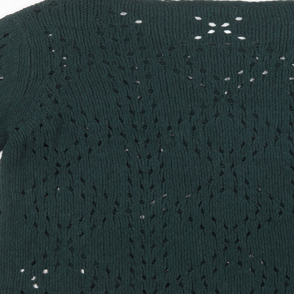 Jacqueline de Yong Womens Green Scoop Neck  Polyester Pullover Jumper Size L
