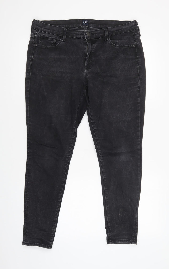 Gap Womens Grey  Cotton Skinny Jeans Size 32 L28 in Regular Button