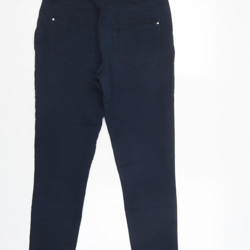 Wallis Womens Blue  Cotton Jegging Trousers Size 10 L28 in Regular Zip