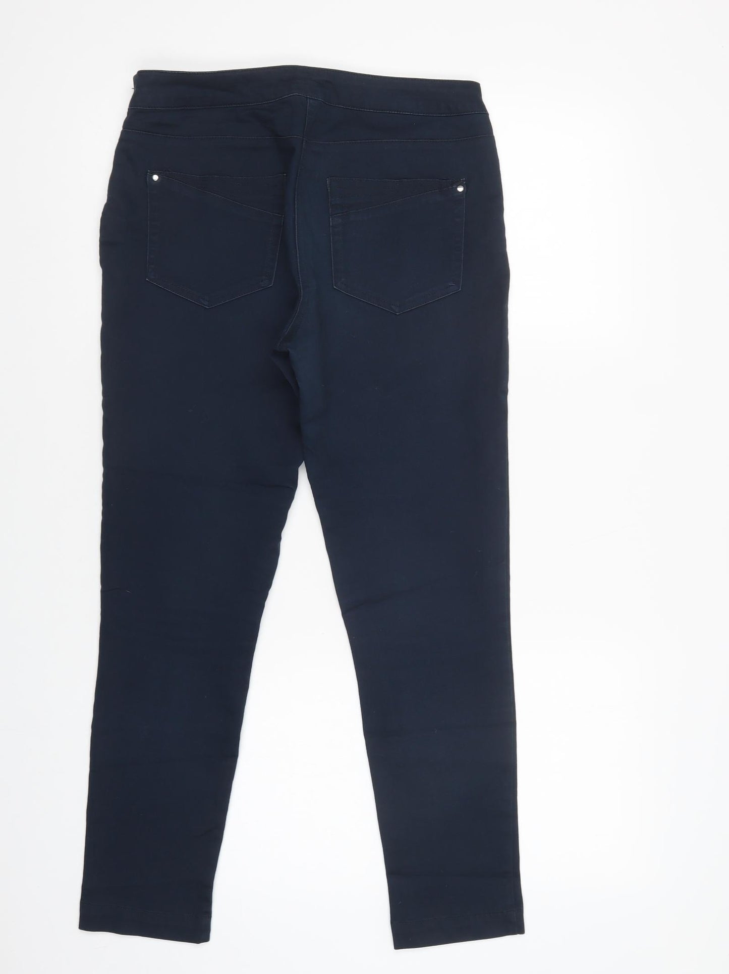 Wallis Womens Blue  Cotton Jegging Trousers Size 10 L28 in Regular Zip