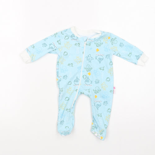Lictin Baby Blue Geometric Cotton Babygrow One-Piece Size 0-3 Months  Zip - Sea Creatures
