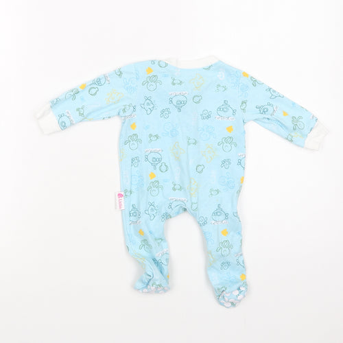 Lictin Baby Blue Geometric Cotton Babygrow One-Piece Size 0-3 Months  Zip - Sea Creatures