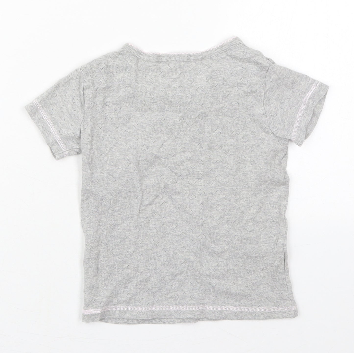 Rene Rafe Girls Grey  Cotton Basic T-Shirt Size 6 Years Round Neck Pullover