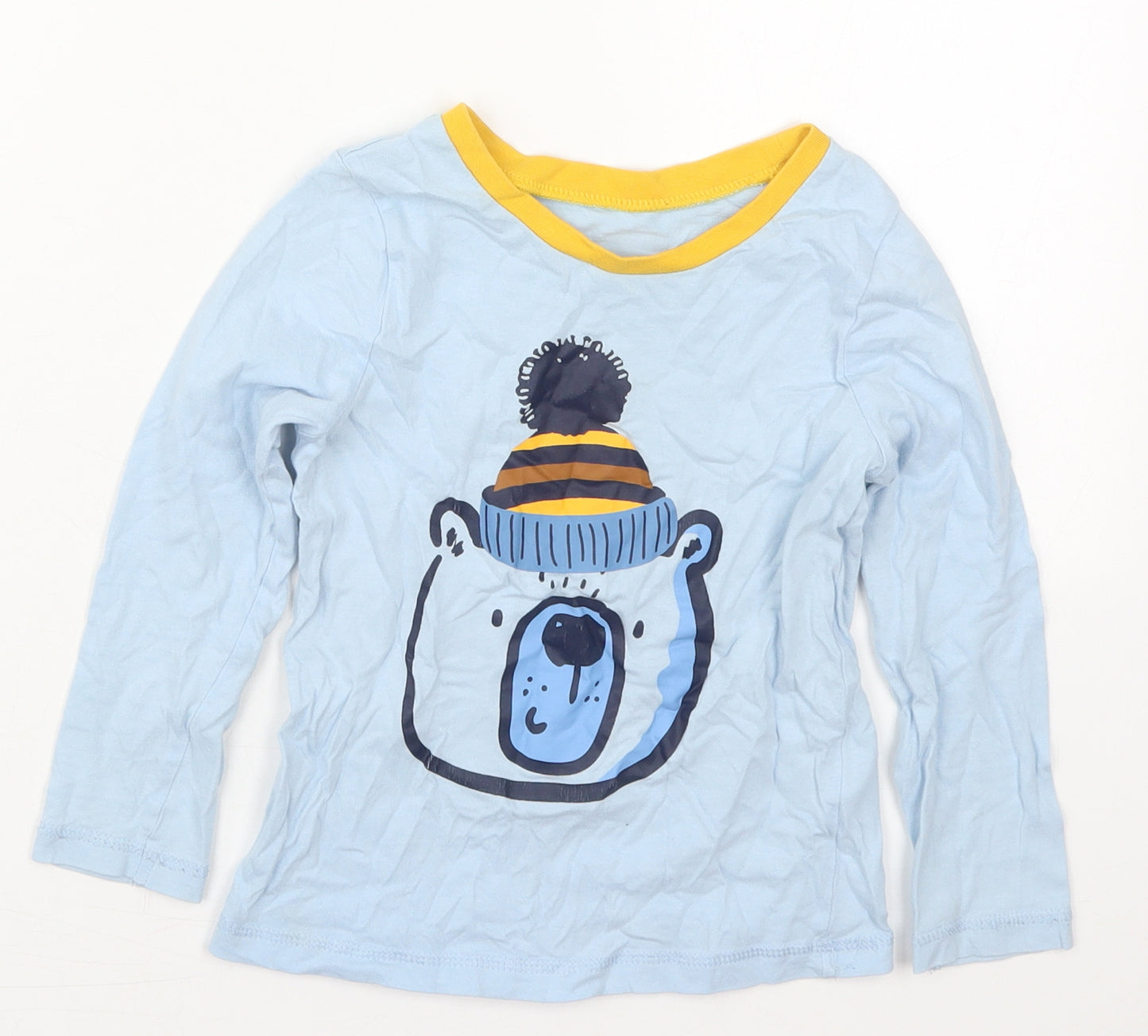 George Boys Blue  Cotton Basic T-Shirt Size 4-5 Years Crew Neck Pullover - Polar Bear