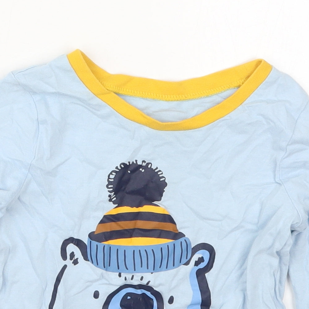 George Boys Blue  Cotton Basic T-Shirt Size 4-5 Years Crew Neck Pullover - Polar Bear