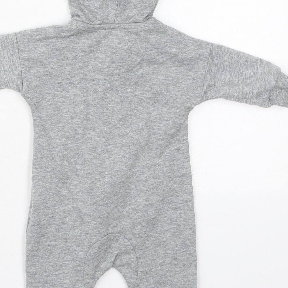 Nike Boys Grey  Cotton Babygrow One-Piece Size 0-3 Months  Zip