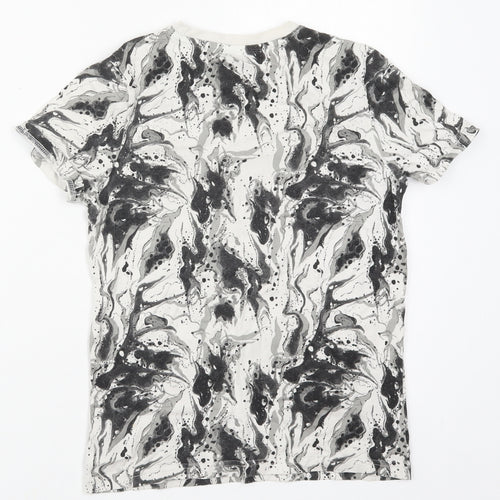 F&F Boys Grey  Cotton Basic T-Shirt Size 9-10 Years Crew Neck Pullover - Skate Team Marble Effect