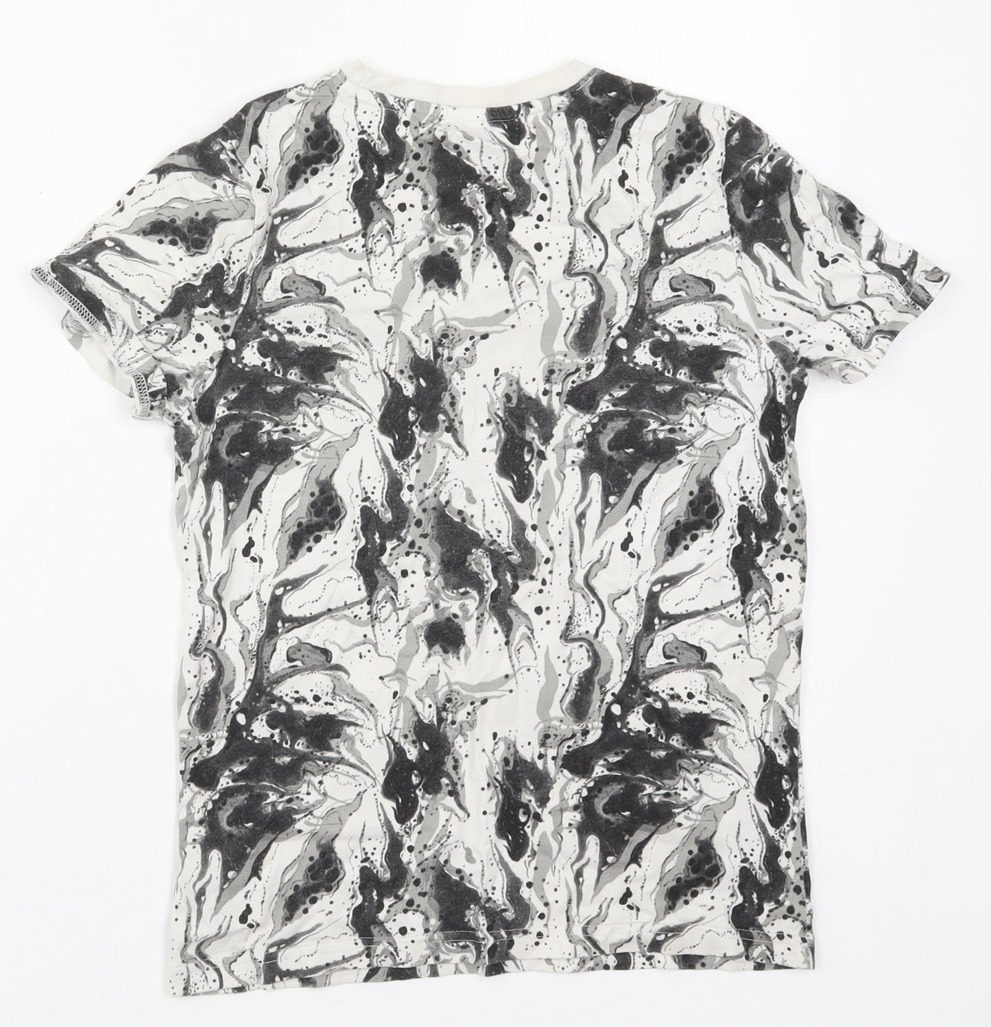 F&F Boys Grey  Cotton Basic T-Shirt Size 9-10 Years Crew Neck Pullover - Skate Team Marble Effect
