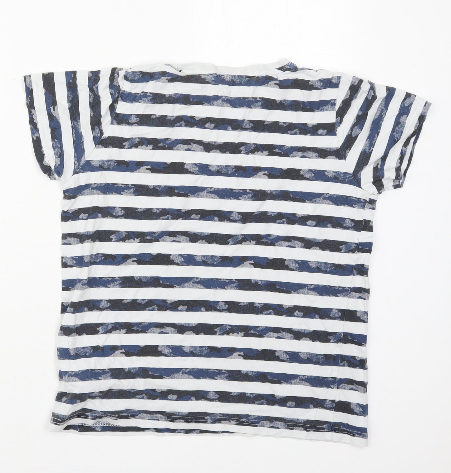F&F Boys Blue Striped Cotton  Pyjama Top Size 12-13 Years  Pullover
