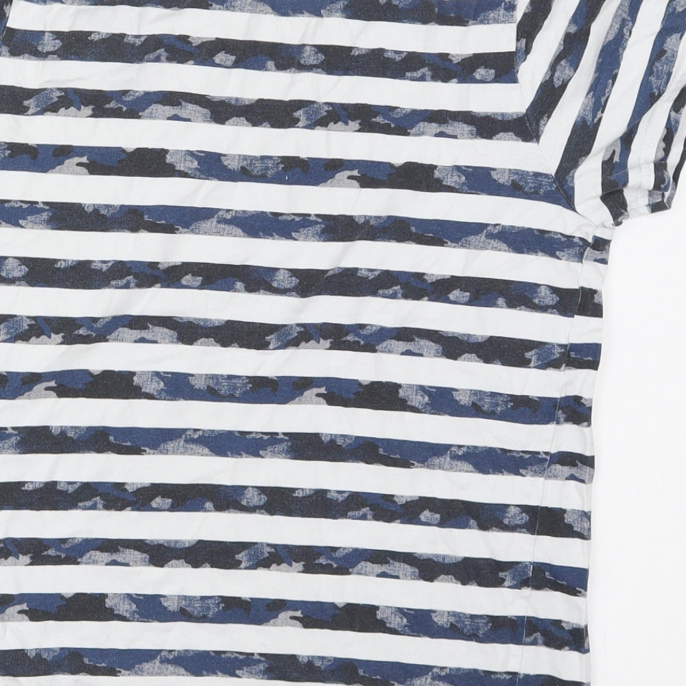 F&F Boys Blue Striped Cotton  Pyjama Top Size 12-13 Years  Pullover