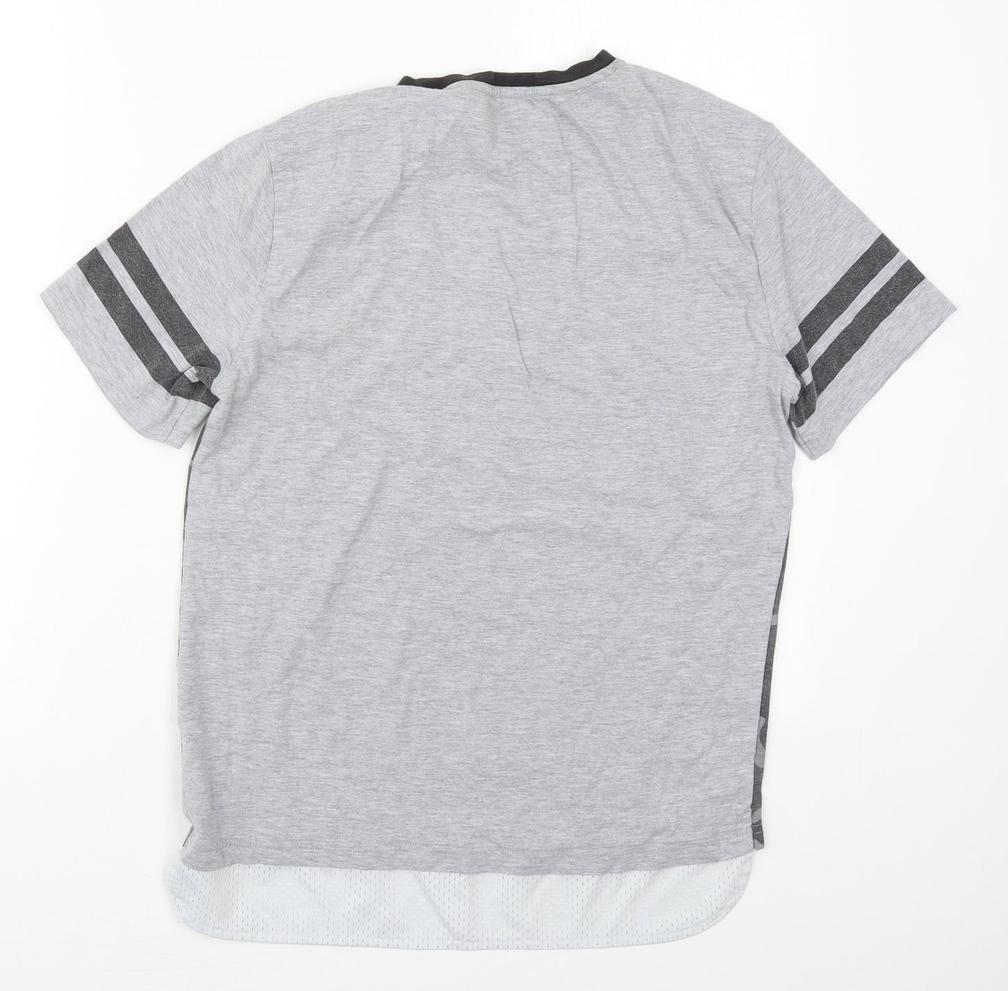 F&F Boys Grey Camouflage Cotton Basic T-Shirt Size 12-13 Years Crew Neck Pullover - NYC