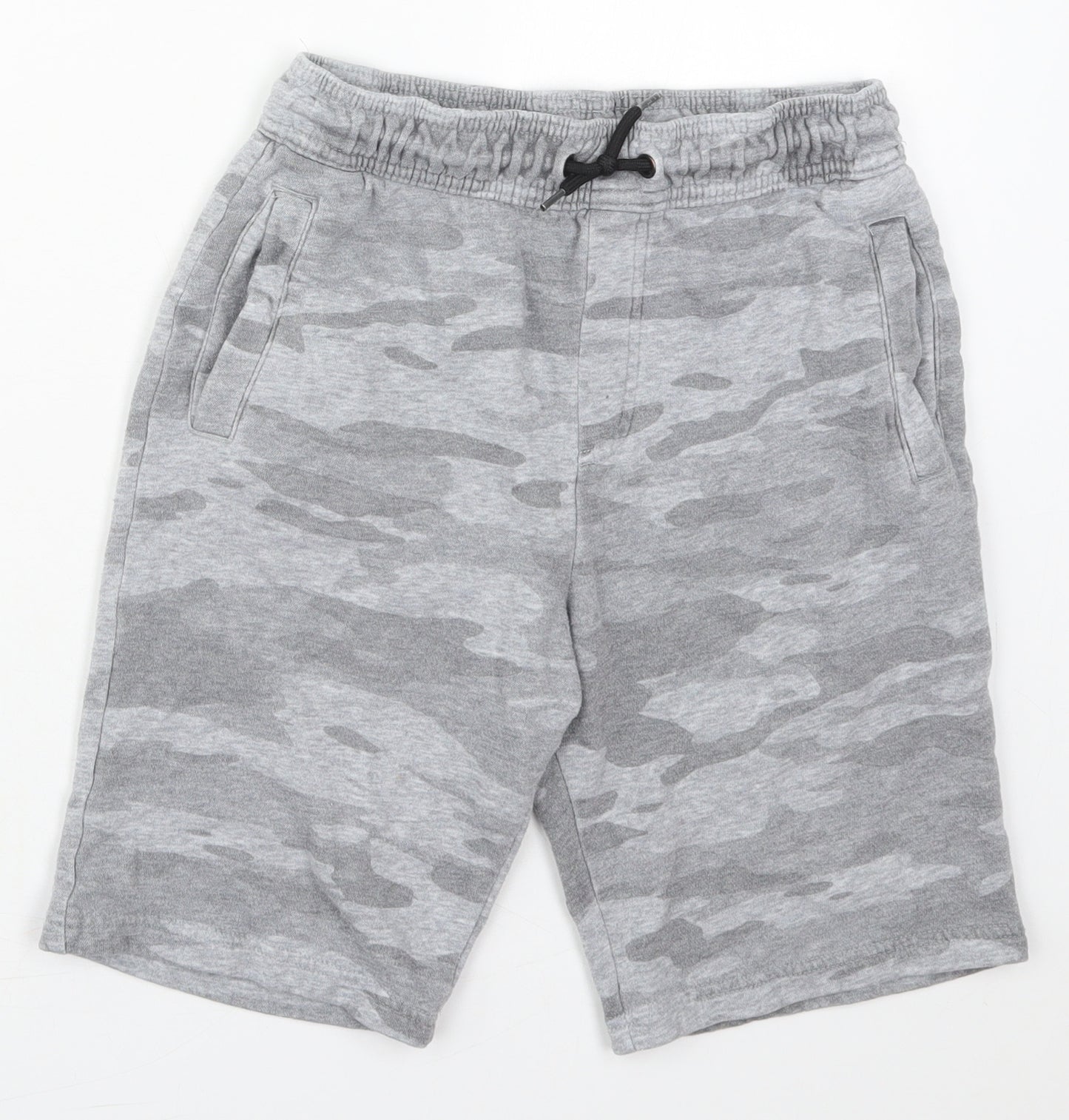 F&F Boys Grey Camouflage Cotton Sweat Shorts Size 13-14 Years  Regular Drawstring