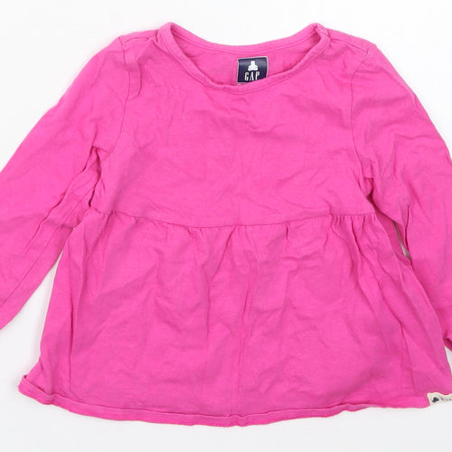 Gap Girls Pink  Cotton Basic T-Shirt Size 2 Years Crew Neck Pullover