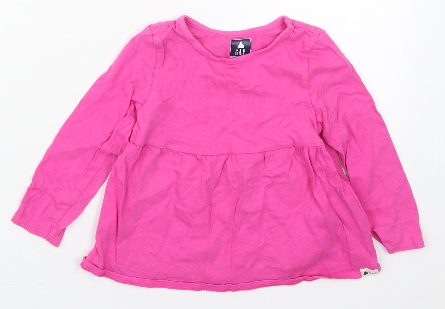 Gap Girls Pink  Cotton Basic T-Shirt Size 2 Years Crew Neck Pullover