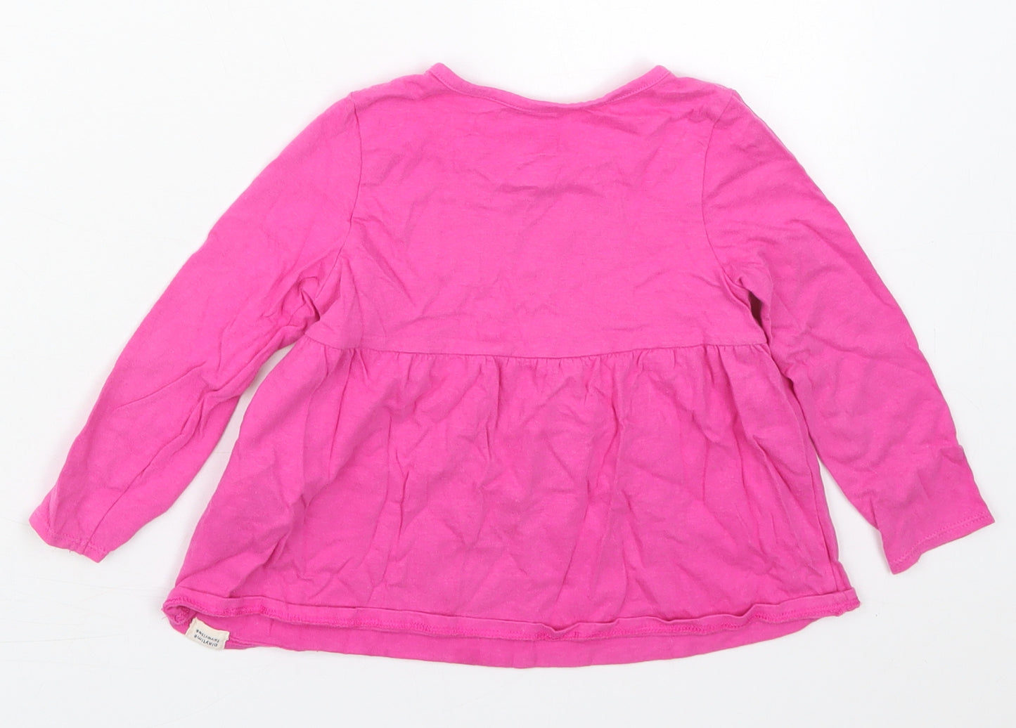 Gap Girls Pink  Cotton Basic T-Shirt Size 2 Years Crew Neck Pullover