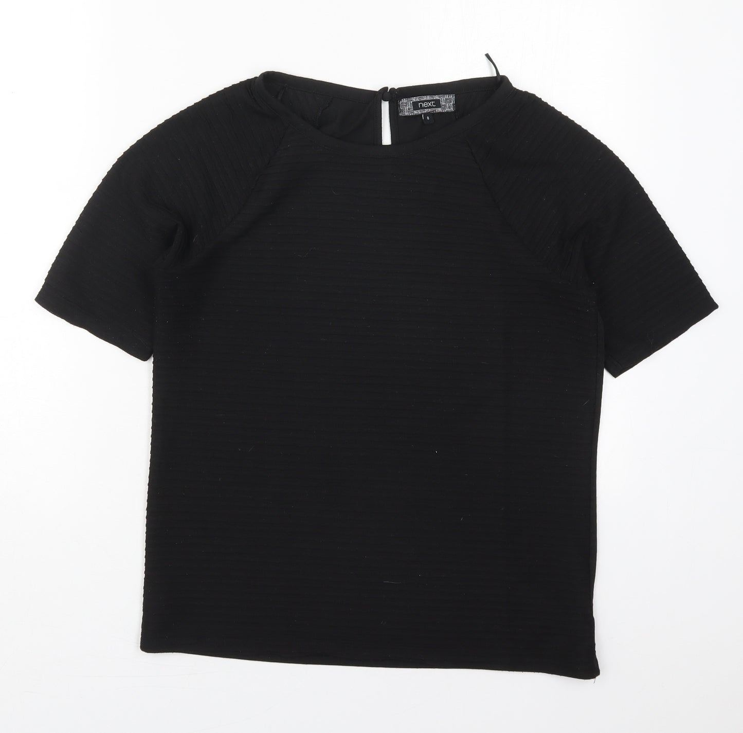 NEXT Womens Black  Polyester Basic T-Shirt Size 8 Round Neck
