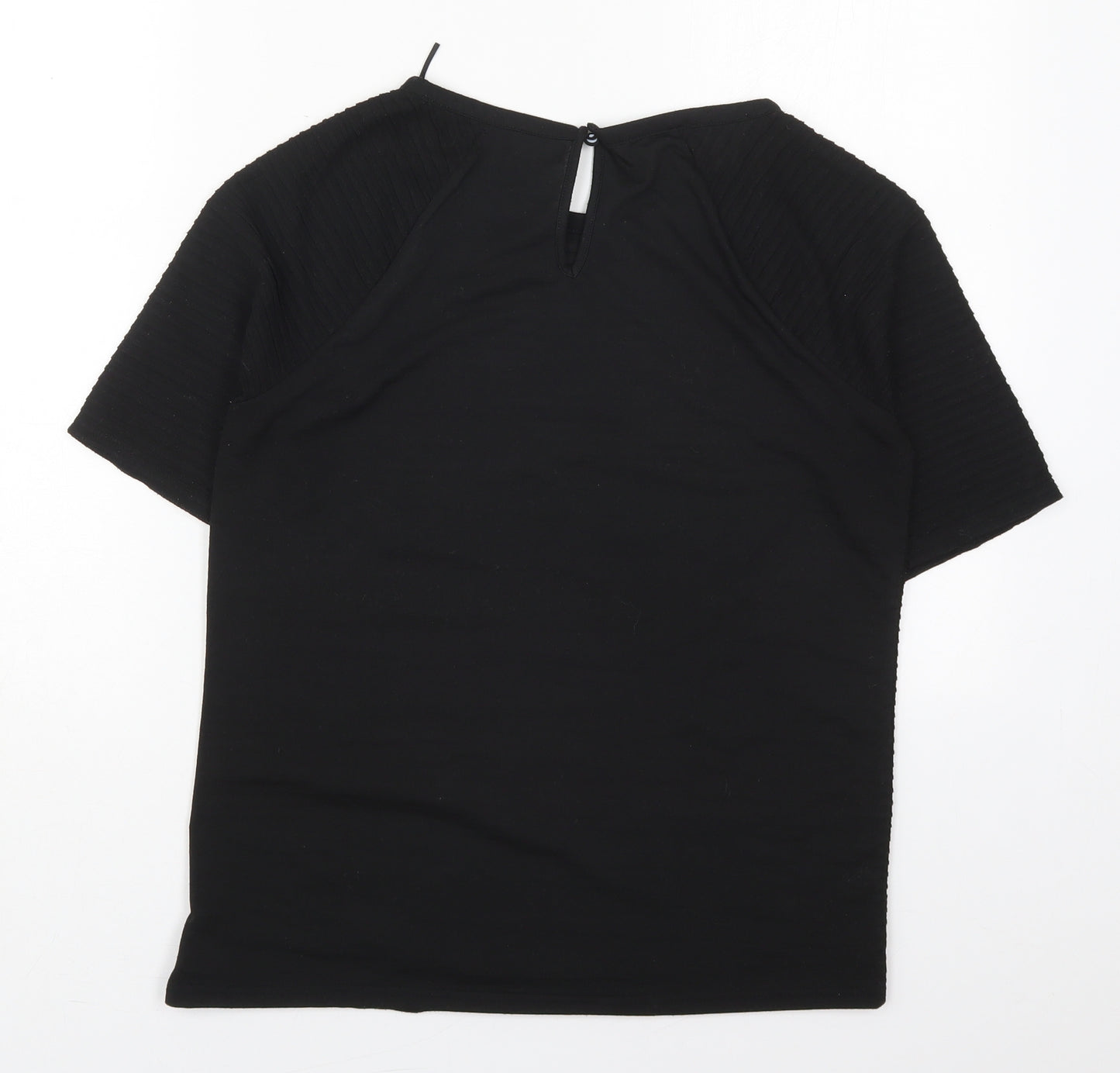 NEXT Womens Black  Polyester Basic T-Shirt Size 8 Round Neck