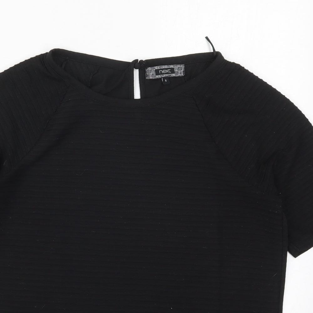 NEXT Womens Black  Polyester Basic T-Shirt Size 8 Round Neck
