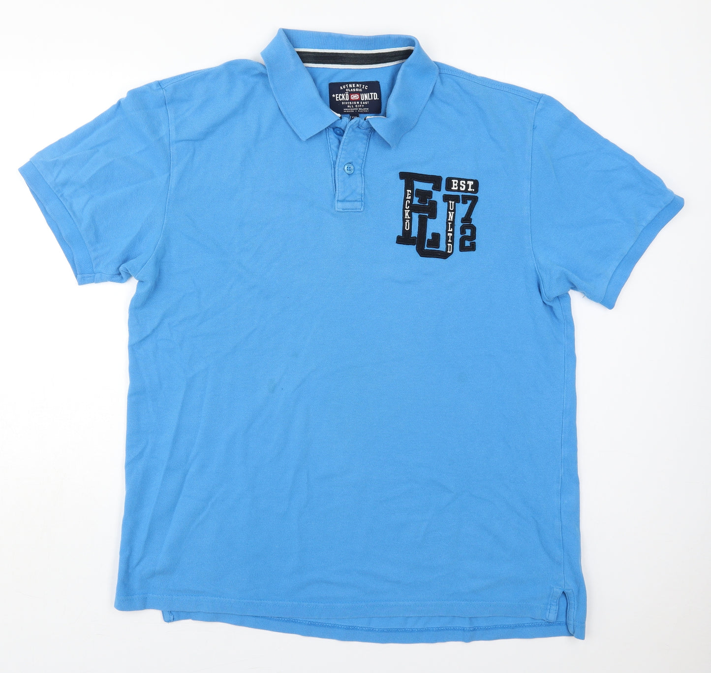 Ecko Unltd. Mens Blue  Cotton  Polo Size 2XL Collared Pullover