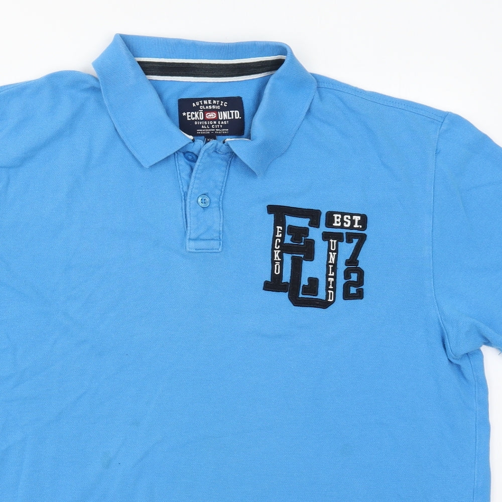 Ecko Unltd. Mens Blue  Cotton  Polo Size 2XL Collared Pullover