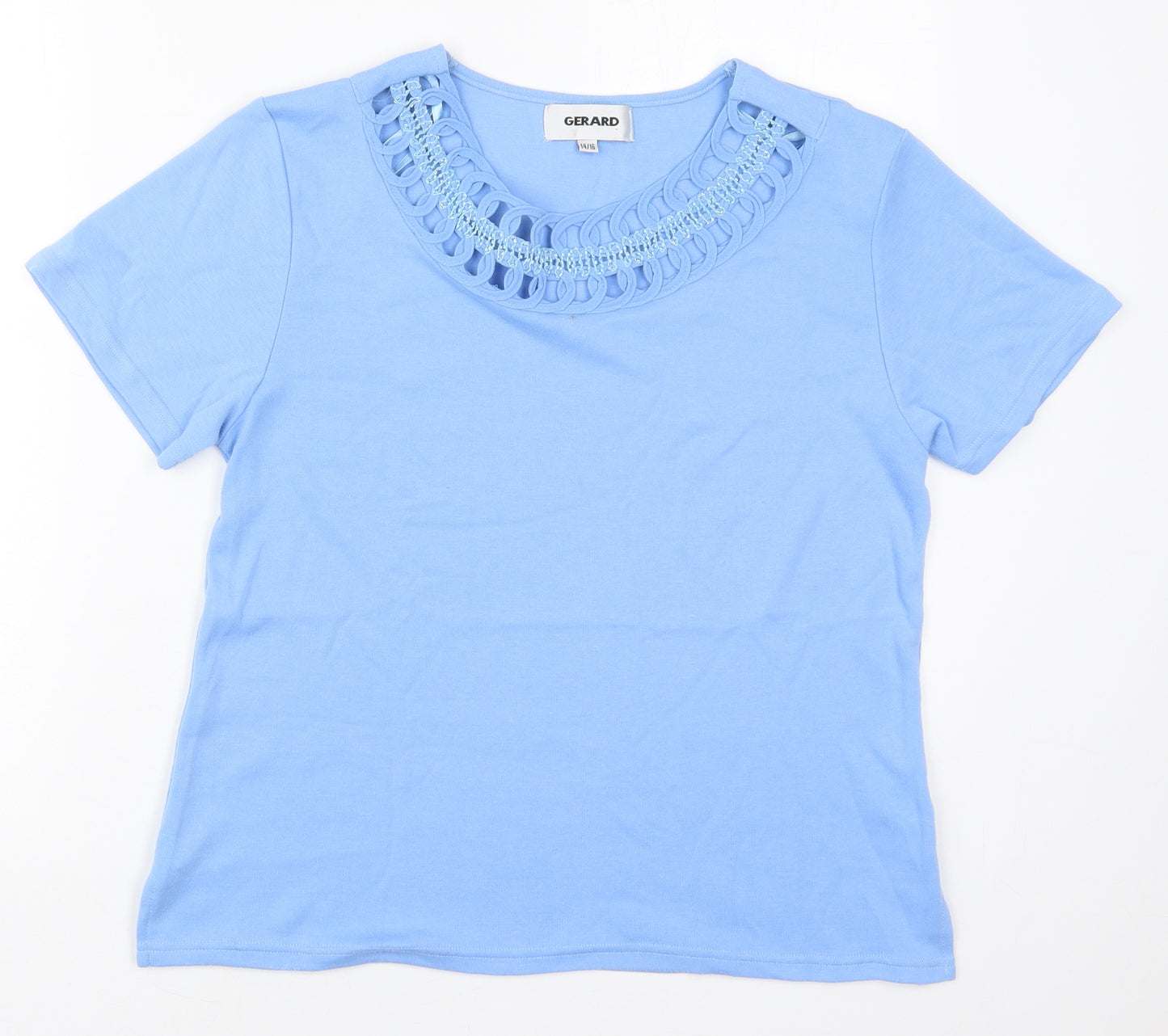 Gerard Womens Blue  Polyester Basic T-Shirt Size 14 Round Neck
