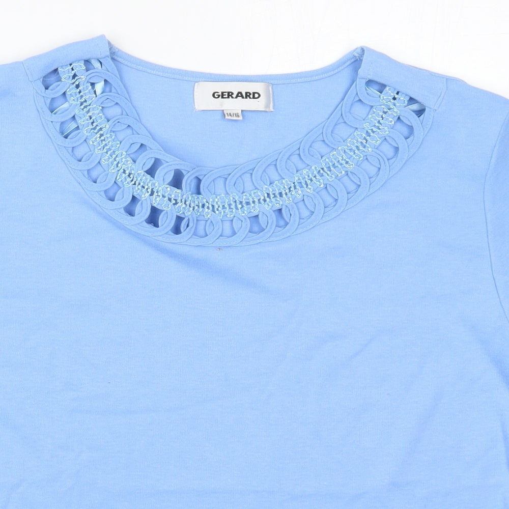 Gerard Womens Blue  Polyester Basic T-Shirt Size 14 Round Neck