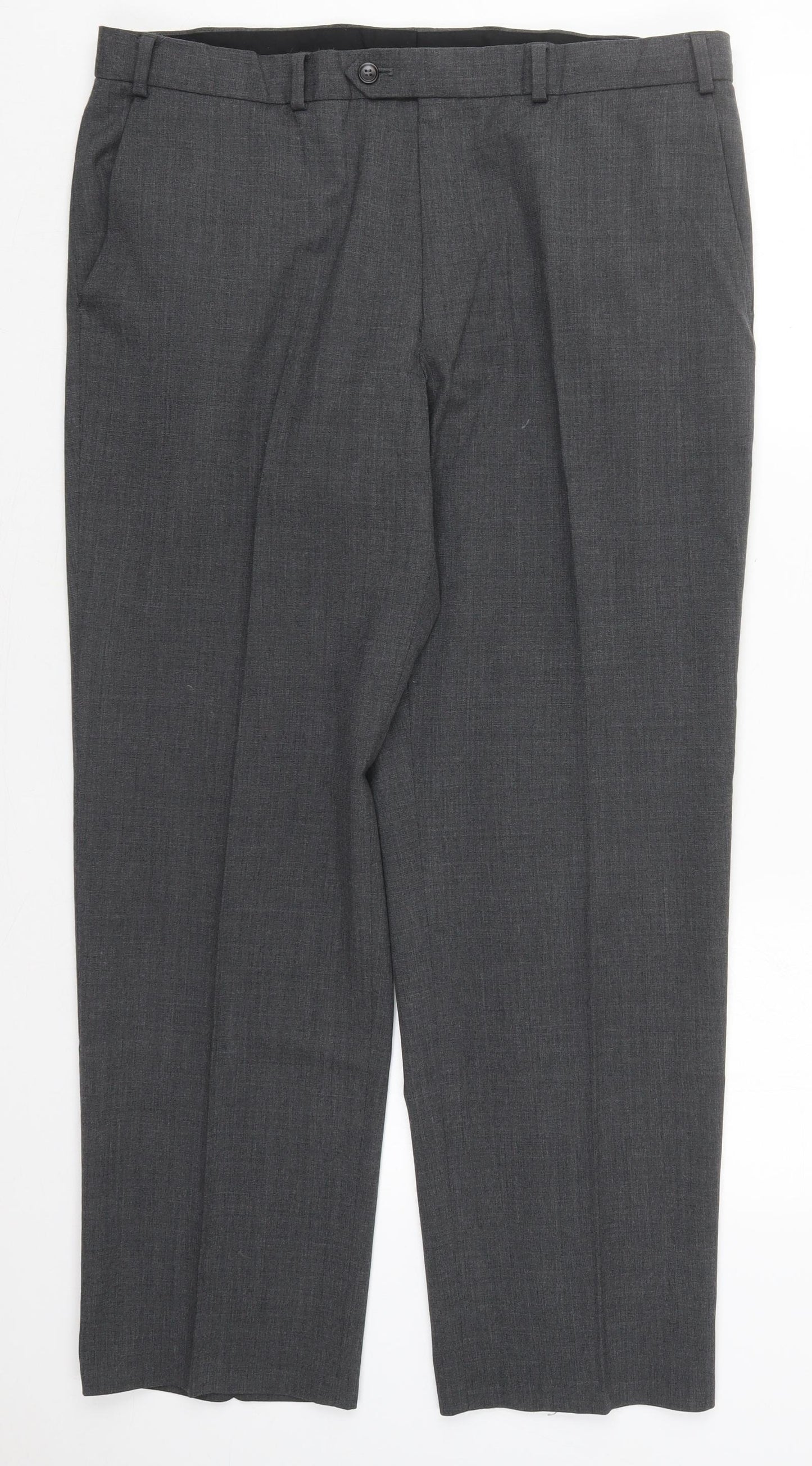 Marks and Spencer Mens Grey  Polyester Trousers  Size 38 L29 in Regular Button