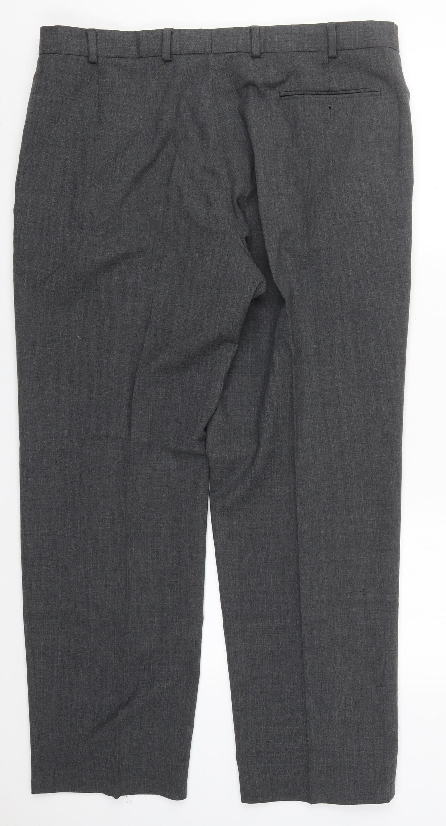 Marks and Spencer Mens Grey  Polyester Trousers  Size 38 L29 in Regular Button