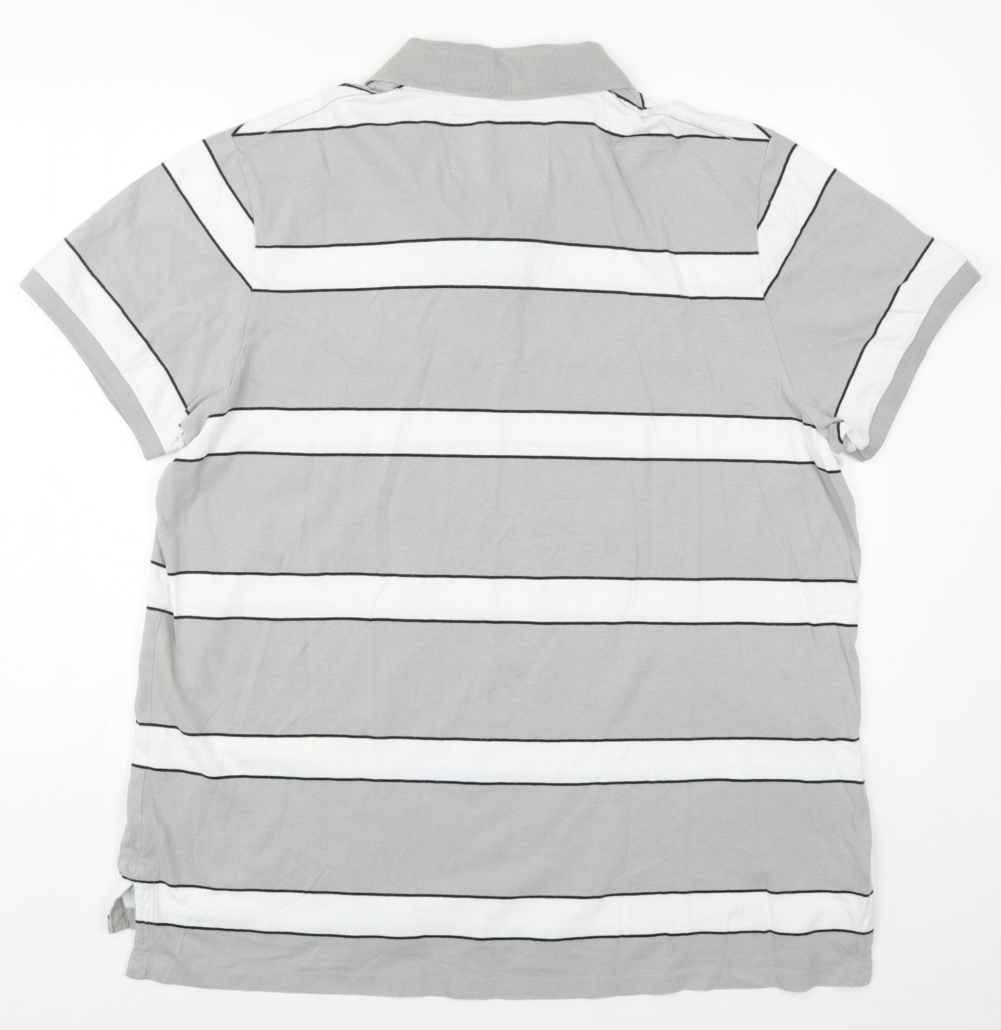 American Eagle Outfitters Mens Grey Striped Cotton  Polo Size 2XL Collared Pullover