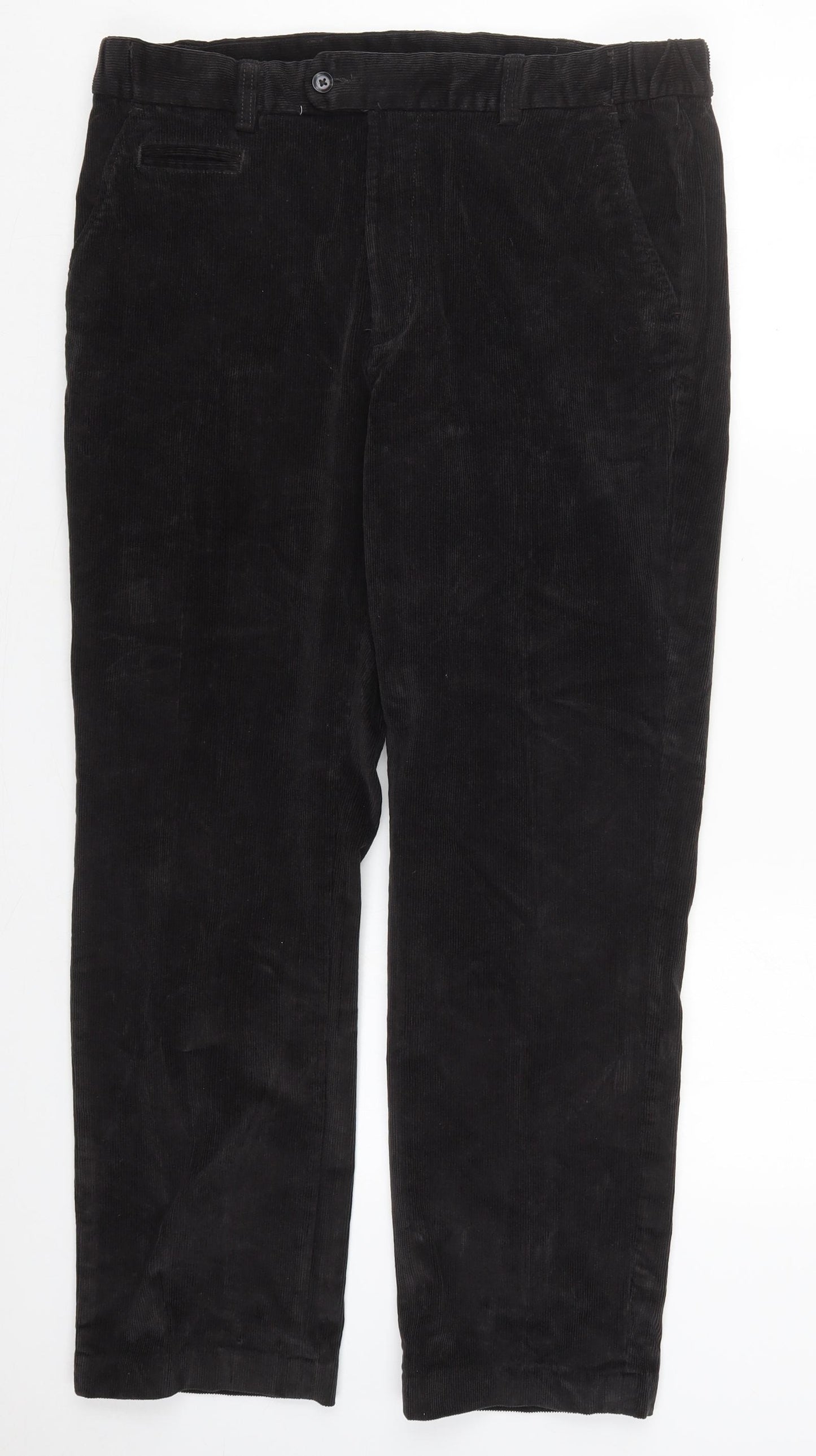 Dunnes Mens Black  Cotton Trousers  Size 36 L28 in Regular Button